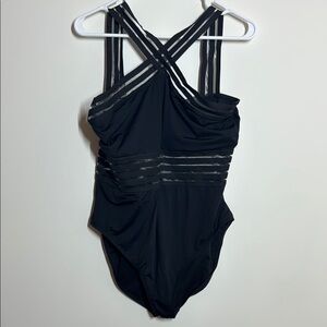 Black Strappy One-Piece Swimsuit